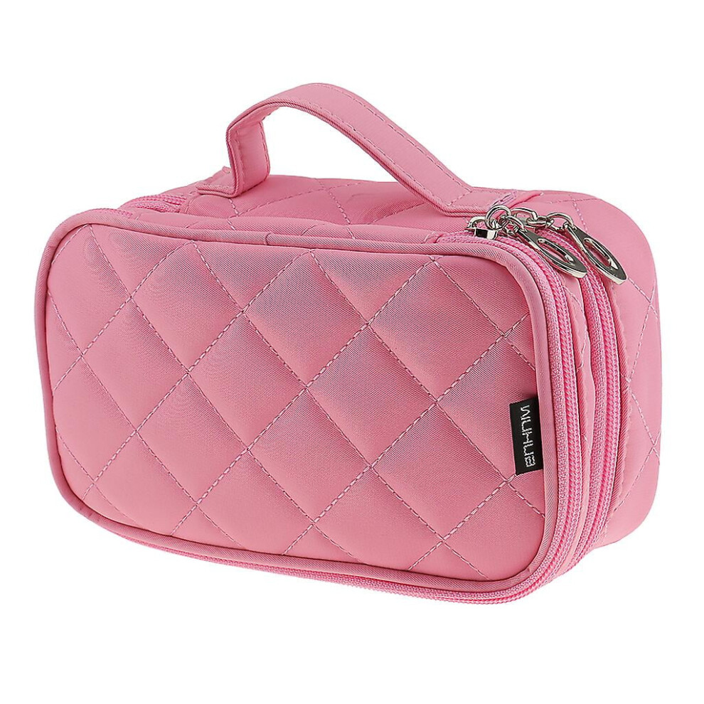 Red Travel Cosmetic Makeup Bag Womens Toiletry Organizer Train Case Rose
