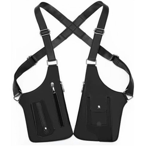 Borsa sottobraccio antifurto a doppia tracolla con tasche multiple