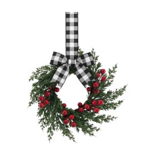 Mini couronnes de Noël de 26 cm pour porte/fenêtre – Guirlandes et pendentifs de fleurs artificielles persistantes, compatibles avec la