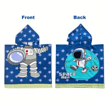 Serviette de plage à capuche pour enfants 120 x 60 cm, coton doux, séchage rapide et absorbant, design amusant – convient aux tout-petits et aux