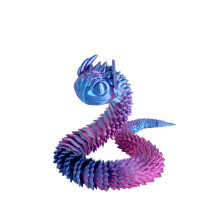 1pc blue purple 45cm 3d printed snake joint movable viper, animal model handicraft