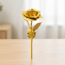 Rose artificielle Niriyo en feuille d'or – Décoration de Saint-Valentin haute définition, centre de table, cadeau ou objet décoratif, brillante