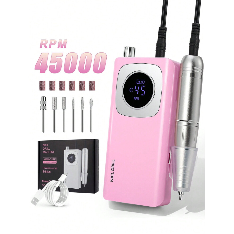 Portable Rechargeable Electric Nail Drill 45000RPM Speed For Acrylic Nail Removal Polishing Nail Art Salon Tools