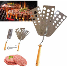 Kreativní špachtle na masové placičky, roztažitelná špachtle Triple3Blade na burgery, palačinky, zábavná kuchyňská pomůcka pro dospělé