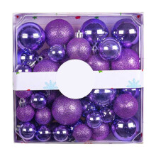 Purple Set Of 44 Christmas Ornament Balls Purple Color In 3 4 5 Inch Sizes Square Box Plastic Shiny Baubles For Tree And Home Holiday Decorations