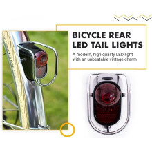 LED-achterlichten voor fietsen, glanzend zwart, vintage rode lens