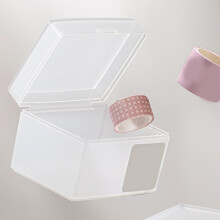 Transparente kleine Kunststoff-Aufbewahrungsbox mit Klappdeckel – stapelbarer Organizer