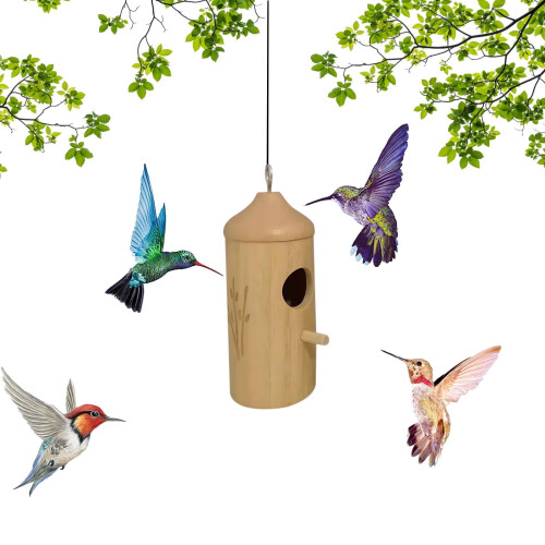 Ταΐστρα πουλιών Hummingbird – Φυσικό ξύλινο κρεμαστό διακοσμητικό εξωτερικού χώρου,