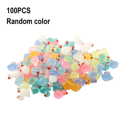 Assorted 100 Mini Duck Rubber Ducks Miniature Luminous Resin Figurines