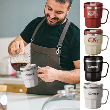 Mug isotherme à double paroi en acier inoxydable 304 avec couvercle, pour café ou soupe, étanche, conserve la chaleur, cuillère incluse, grande