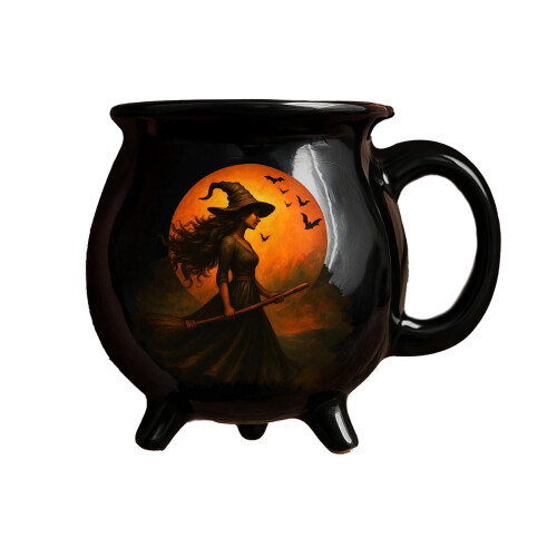Witch Cauldron Shaped Ceramic Mug Halloween Themed Coffee Cup