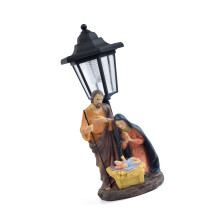 Religious Solar Lamp Nativity Scene Resins Statue Weather Resistant Outdoor Decoration For Christmas Gardens Display