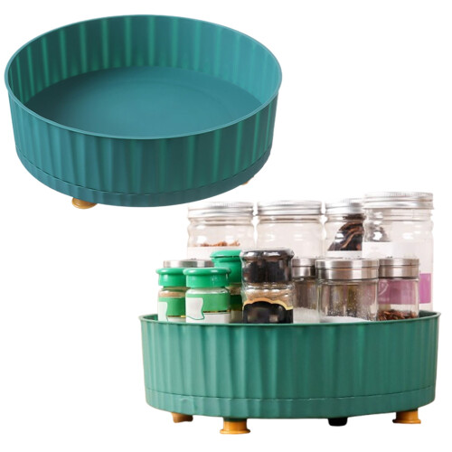 Πλαστικός Οργανωτής Lazy Susan 10" (2 τεμάχια, πράσινο) για κουζίνα, ντουλάπι, ψυγείο,