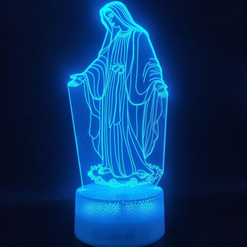 Νυχτερινό φωτάκι 3D Illusion Virgin Mary, λάμπα αφής USB 7 χρωμάτων για παιδικό υπνοδωμάτιο –