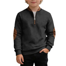Boys Color Pullover Sweatshirt Long Sleeve Crewneck – Soft Warm Casual Fleece Top For Kids Youth, Winter Daily Wear And School Outfit Style