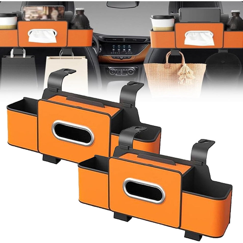 Universal Waterproof Car Seat Back Organizer With Hooks & Cup Holder, Compatible With Most Vehicles (Orange2) 9422877919765