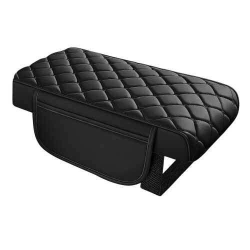 Apoio de braço em couro com 2 bolsos para caminhonetes e SUVs