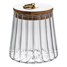 Grand bocal ovale en verre avec couvercle en bambou, conservation hermétique pour café, noix, thé, bonbons – Compatible avec les boîtes de