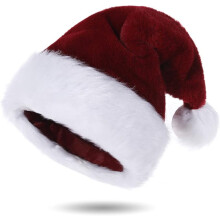 Weihnachtsmannmütze für Erwachsene, Unisex-Weihnachtsmütze mit Samtgriff