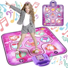 Wands Toddler Dance Mat Toy for Ages 1-5+, Compatible with Richtim, LED Lights, 6 Game Modes, 5 Challenges, Pink