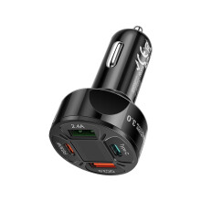 4-poorts autolader, snellader USB-adapter voor in de auto, draagbare autolader, auto-accessoire voor op reis, dagelijks gebruik en zakenreizen.