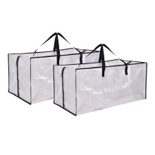 Home Decor Extra Grote Stevige Transparante Verhuistassen met Rugzakriemen, Sterke Handvatten en Ritsen (Set van 2)