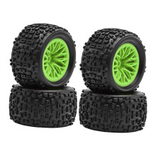 RC-auton renkaat vanteineen 1:18-mittakaavaiseen tela-autoon, 4 osaa