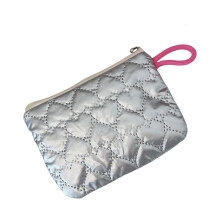 Silver PU quilted pouches for women 1 piece