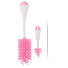9St Handvat Babyflesborstel Set Roze Siliconen Beker Schoon