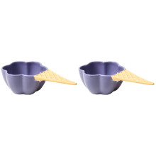 2Pcs Purple Ceramic Candy Bowls Kitchen Salad Fruit Dessert Bowls
