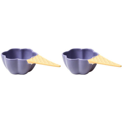 2Pcs Purple Ceramic Candy Bowls Kitchen Salad Fruit Dessert Bowls