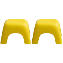 2Pcs Yellow Kids Plastic Stool Non-Slip Stackable Footstool for Home