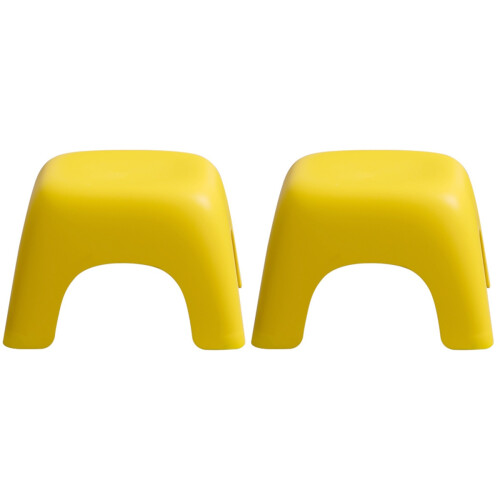 2Pcs Yellow Kids Plastic Stool Non-Slip Stackable Footstool for Home
