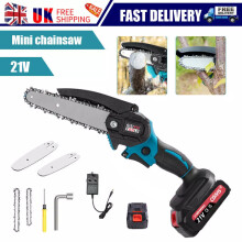6 inch Cordless Chainsaw Handheld Electric Chainsaw Wood Cutter + 2 Battery