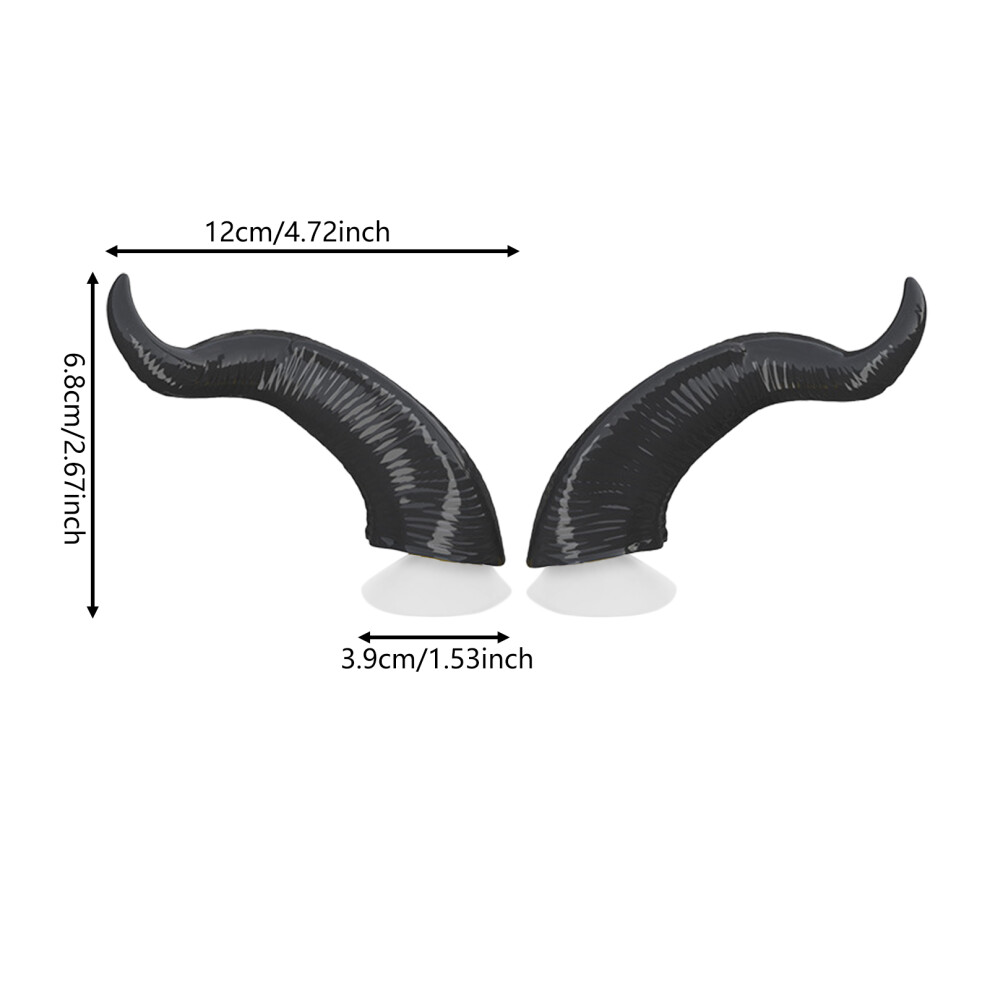 (Black) Motorcycle Helmet Devil Horns - 2Pcs Detachable Decor Black 6017806743110