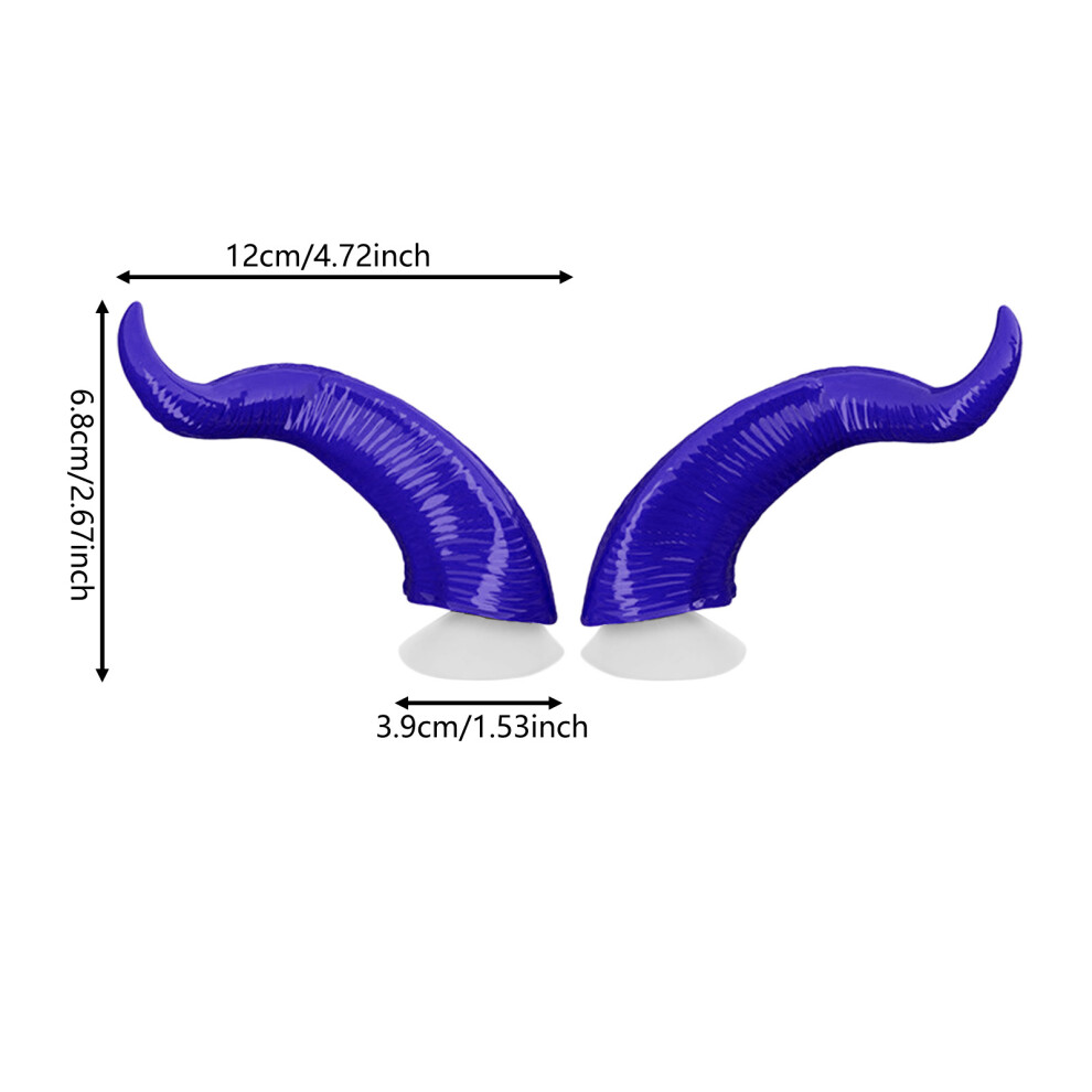 (Blue) Motorcycle Helmet Devil Horns - 2Pcs Detachable Decor Blue 6017806743103