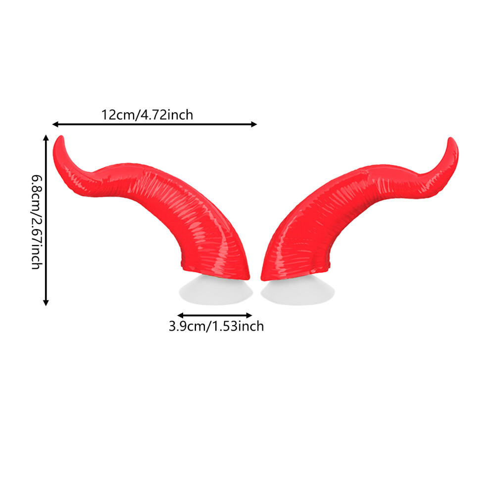 (Red) Motorcycle Helmet Devil Horns - 2Pcs Detachable Decor Red 6017806743127