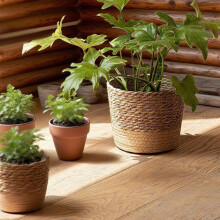 Vaso da fiori in corda di canapa, cesto per piante marine, vaso da fiori intrecciato a mano, contenitore per piante da interno e contenitore per la