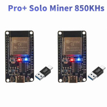 2 buc BTC Miner Pro+ Solo Miner850KH/S Hashrate Bitcoin BTC Miner ESP32Chip WiFi cu putere redusă + adaptor pentru biroul de acasă