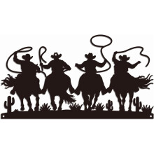 Maisíocht Ealaíne Balla Miotail Cowboy an Iarthair Dealbhóireacht Ealaíne Balla Miotail Cowboy Seanré Ornáid Crochta Capall Dubh