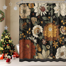 Juego de cortina de ducha floral estilo granja bohemia, lino vintage botánico 60x72 pulgadas
