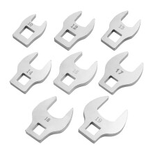 Conjunto de 8 chaves de boca de 3/8" com encaixe de 10 a 19 mm, chaves de torque e acessórios para ferramentas manuais.