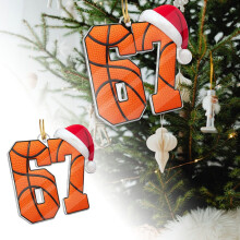 Six Seven2D akryl basketbollsprydnad, 8 cm julgransdekoration, kompatibel med Six Seven-dekorationer #6829