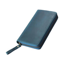 Capa de couro para caderno com zíper e 3 compartimentos para canetas, ideal para cadernos, agendas e diários de 18,5 x 9 cm (7,28 x 3,54 polegadas).