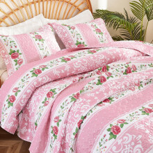 Bloemenprint dekbedset, 3-delig, omkeerbaar, inclusief 2 kussenslopen, sprei, lichtgewicht en zachte bedovertrek voor alle seizoenen (234 x 244 cm).