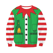 Herre julemandssweatshirt med sjovt tryk, langærmet, juleferie, vintersport, afslappet pullover, komforttoppe