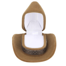 Creative Shape Jewelry Box With Vintage Cowboy Hat Design Soft Touch Fabric Compact Size Western Elegance Decorative Ring Holder Ring Organizer Retro