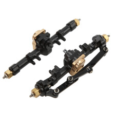 Upgrade-asset voor RC-crawlers. Lichtgewicht constructie van aluminium en messing, hoge bodemvrijheid, duurzame stalen interne tandwielen, geschikt