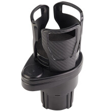 Adapter voor dubbele bekerhouder voor montage in de auto, 2-in-1 uitschuifbare bekerhouder met 360 graden draaibare voet en diepe bodem, inclusief