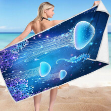 Microvezel strandhanddoek 30x60 inch, sneldrogend, extra groot, lichtgewicht, zacht, modieuze blauwe cottageprint – geschikt voor reizen, zwembad,